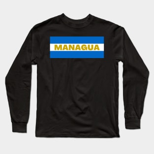 Managua City in Nicaraguan Flag Colors Long Sleeve T-Shirt